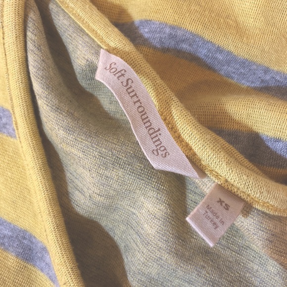 Soft Surroundings | xs | yellow grey stripe tunic w/ mother of pearl buttons - Picture 3 of 4